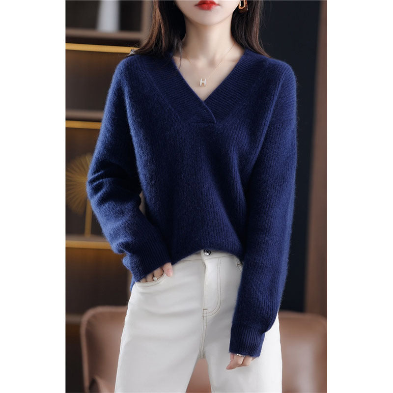 Women's Cozy V-Neck Loose Knit Sweater
