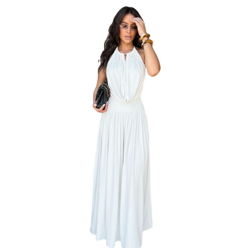 Chic V-Neck Halter Wide-Leg Two-Piece Set
