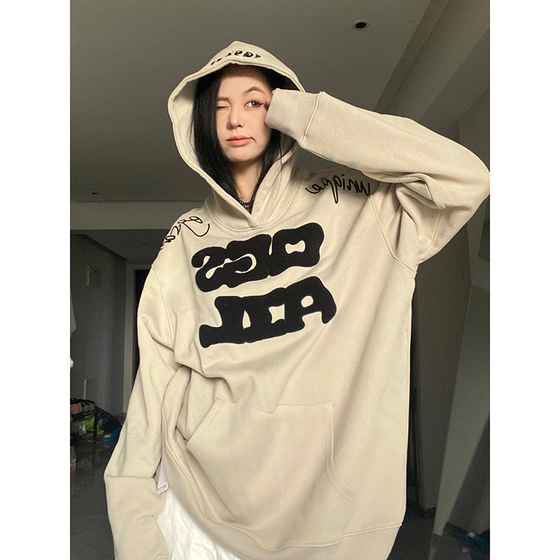 Cozy Fleece-Lined Letter Sweater Jacket