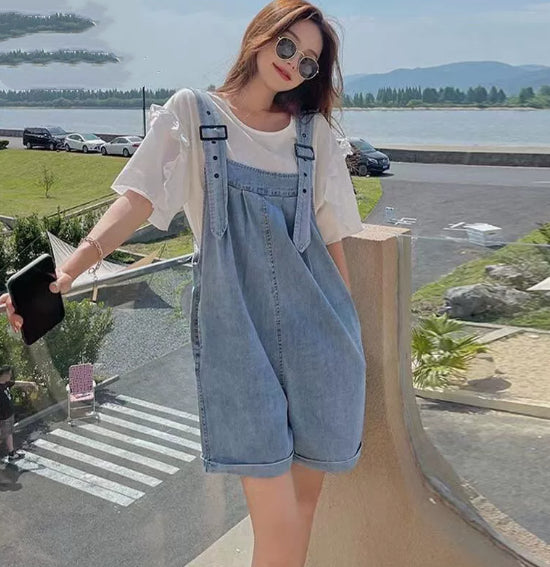 Women's Trendy Denim Overalls Shorts Versatile Casual Romper