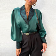 Sophisticated Cardigan With A Lapel Collar And V-neck Shirt
