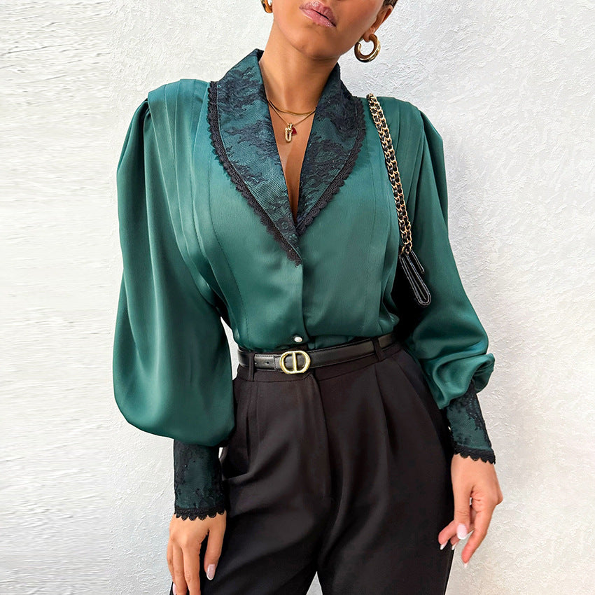 Sophisticated Cardigan With A Lapel Collar And V-neck Shirt