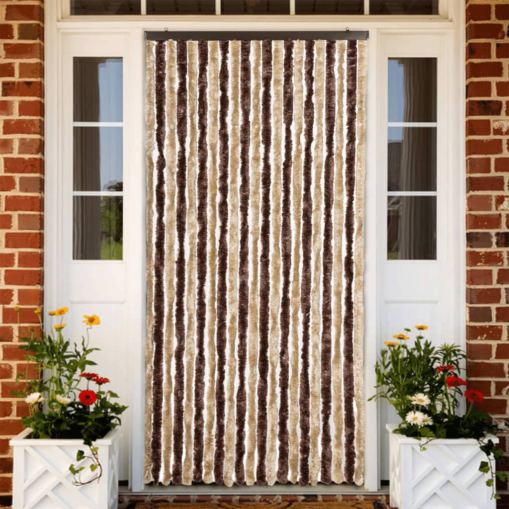 Insect Screen Curtain and Light Brown Chenille Insect Screen Curtain and