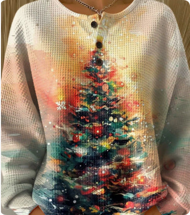 Woolen Button V-neck Women's Sweater