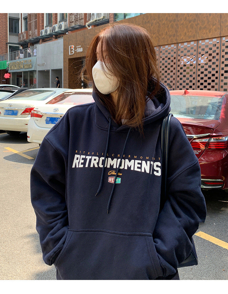 Women's Velvet Padded Hooded Sweatshirt
