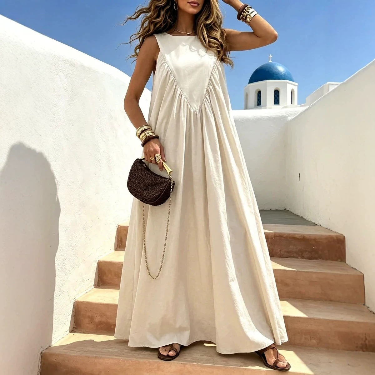 Cross-border New Solid-color Elegant Dress