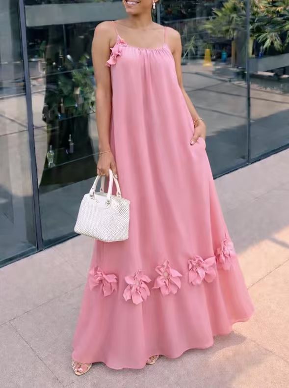 Floral Strap Long Dress Sweet Summer Boho Maxi