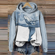 Comfy Striped Plus-Size Hooded Casual Pullover
