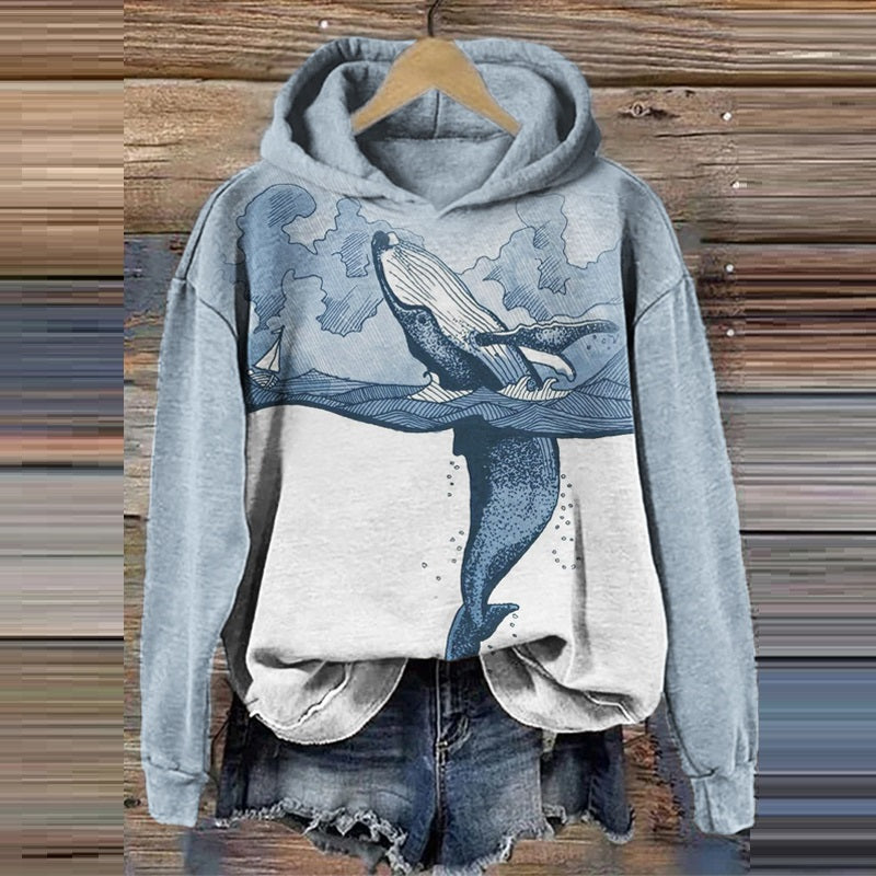 Comfy Striped Plus-Size Hooded Casual Pullover