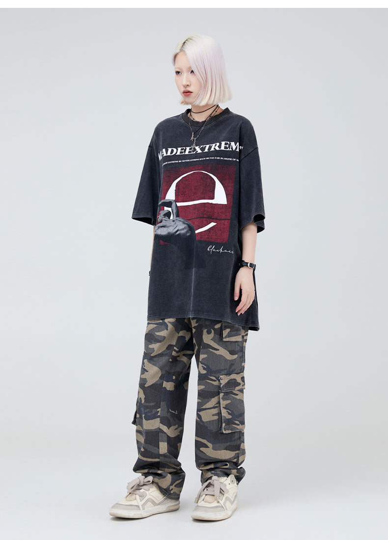 Men's Vintage Washed Loose Casual Short Sleeve Tee