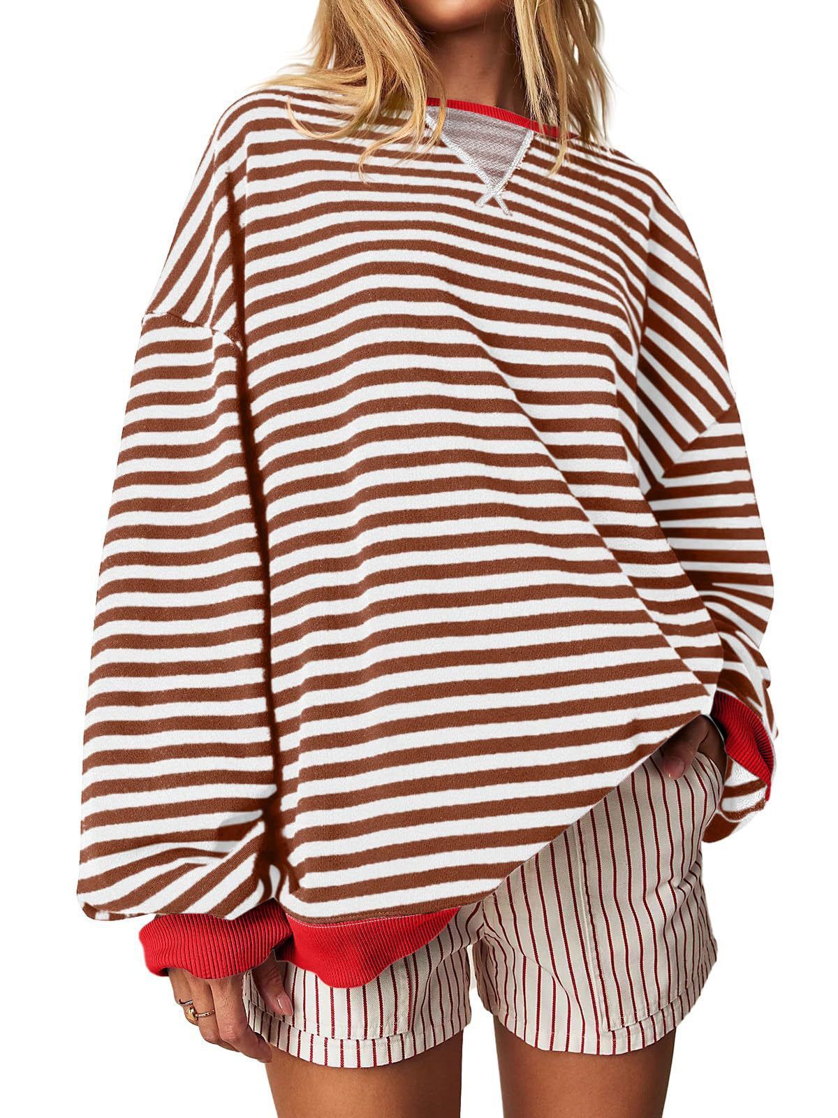 Women's Striped Color-Block Embroidered Pullover Sweater