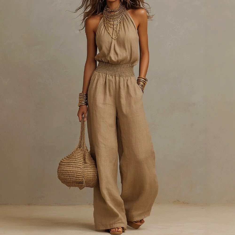 Chic Halter Backless Wide-Leg Jumpsuit