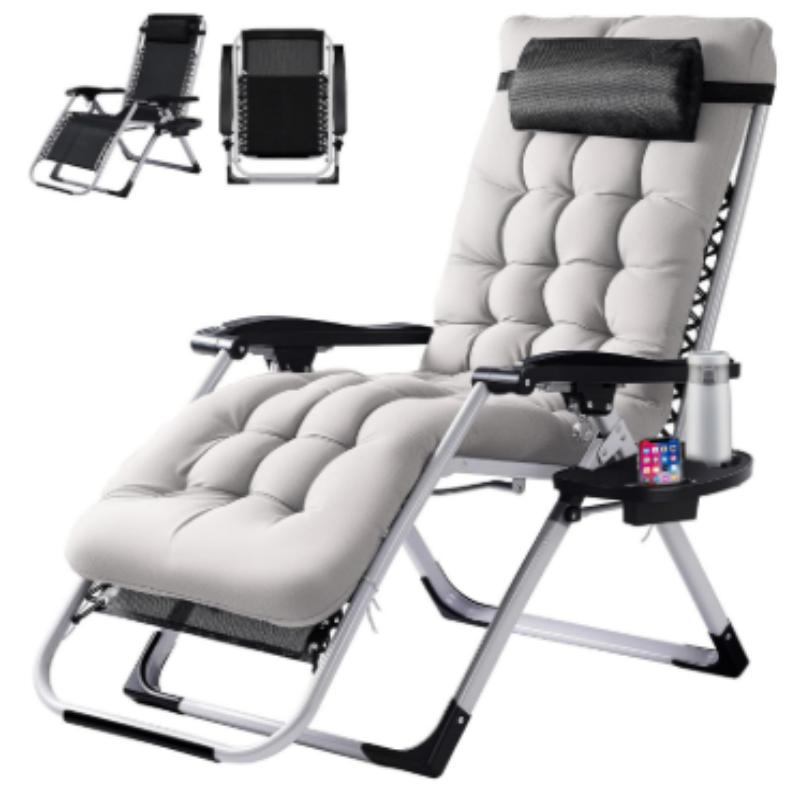 Zero Gravity Foldable Patio Chair with Cup Holder and Removable Cushion
