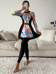 Modest 3-Piece Printed Full Coverage Swimsuit