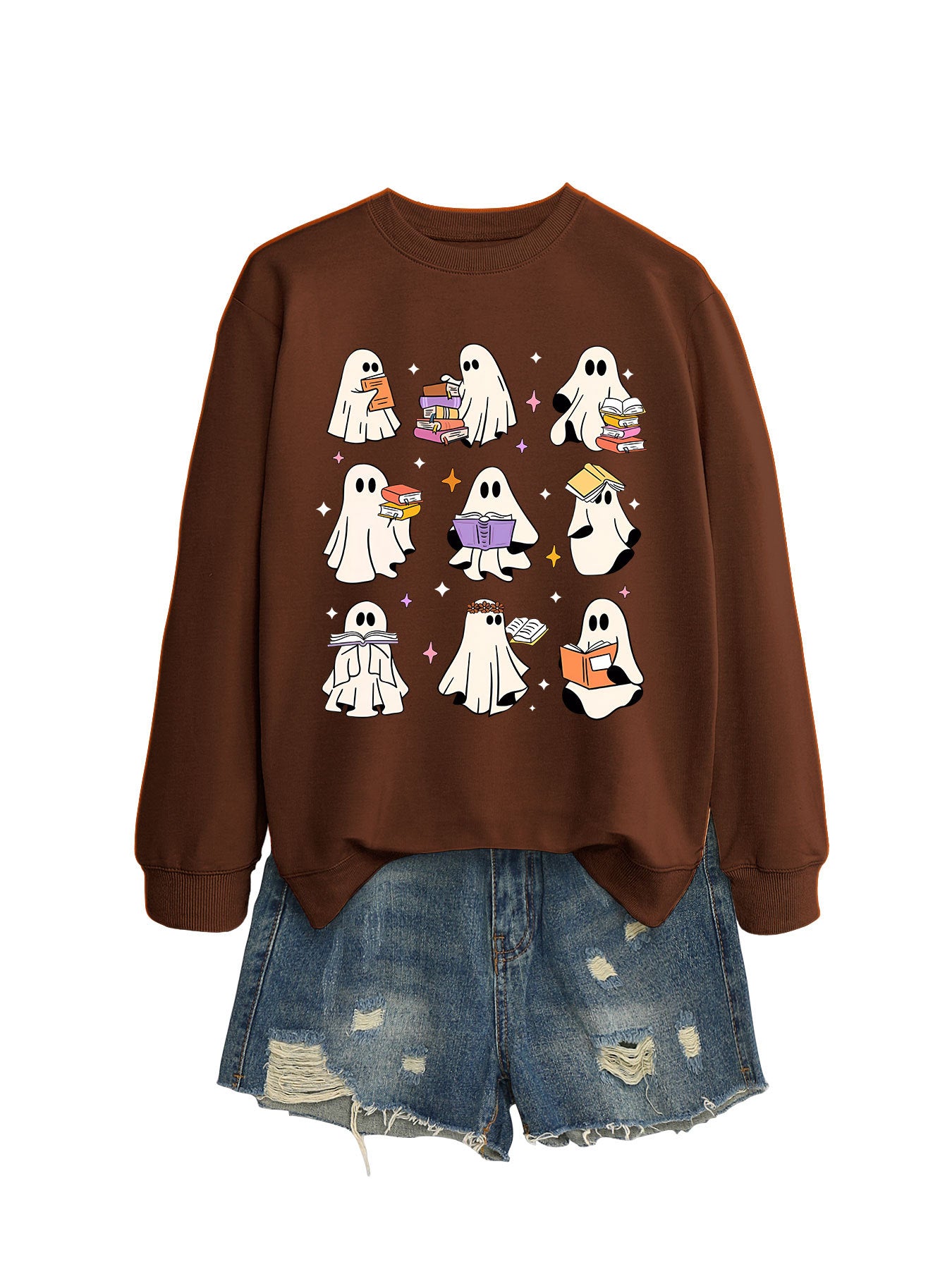 Women's Cozy Reading Print Pullover Sweater