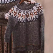 Women's Round Neck Multicolor Loose Fashion Pullover Sweater