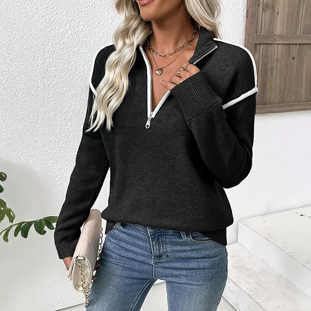 Rib-knit Formal-casual Pullover Sweater for Women