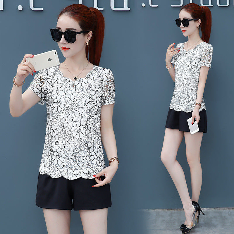 Slimming Lace Western-Style Summer Top – Breathable, Flattering Fit