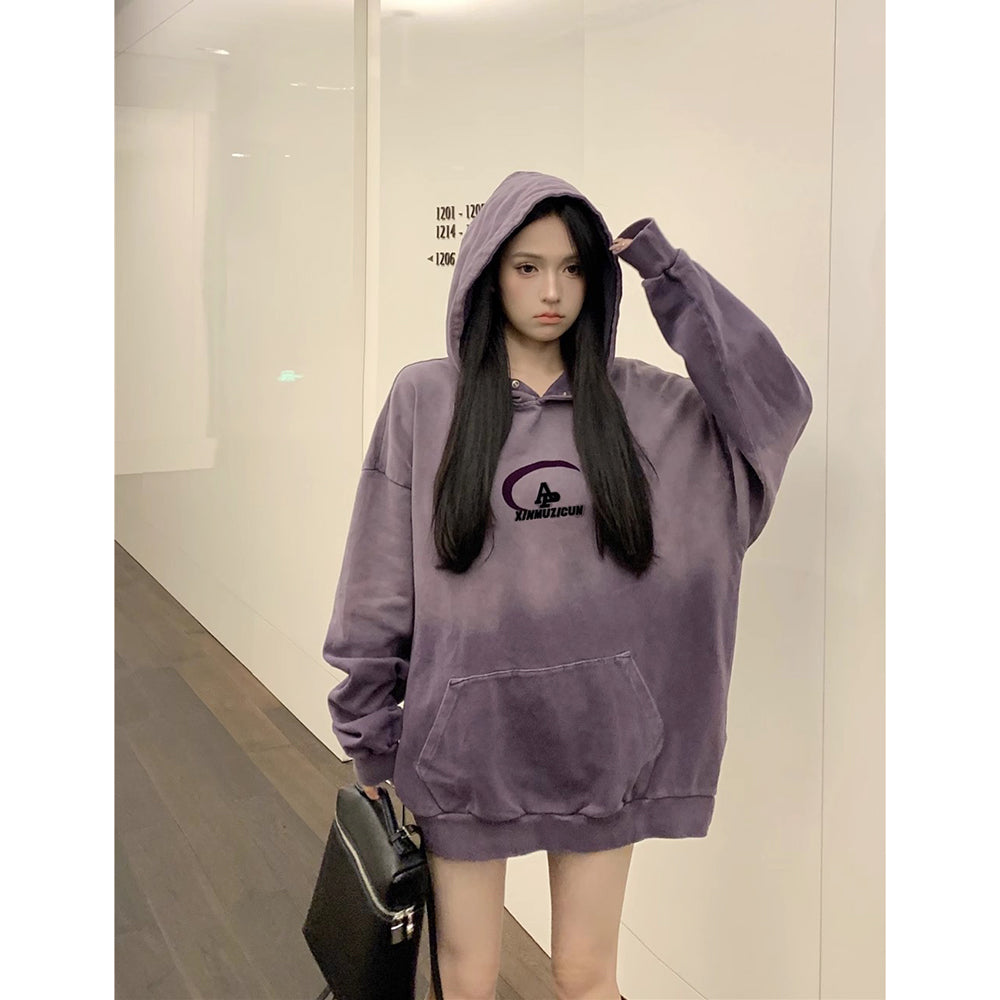Plush Gradient Velvet Hoodie for Women