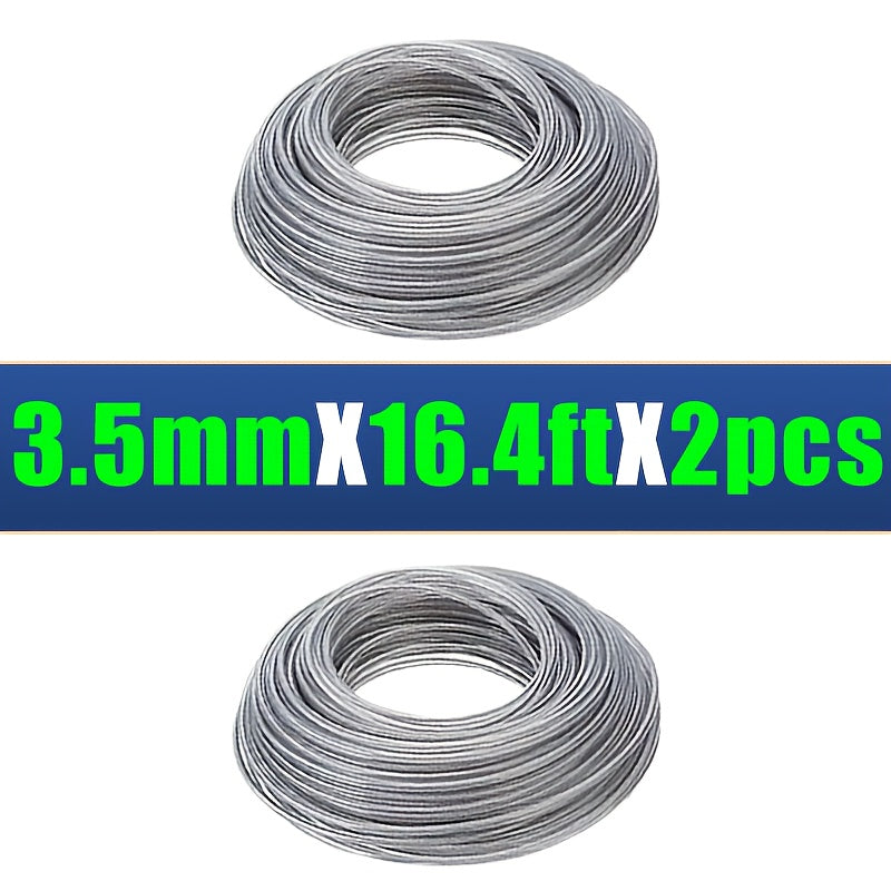 VARIEA-2 packages of-5 meters/196 inches, meter steel wire core nylon trimming lines, with diameters of 2.0/2.4/2.7/3.0/3.5mm, highly efficient and durable lawn mower ropes, lawn mower accessories