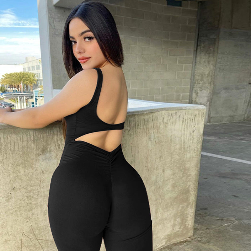Women's Solid Backless Slim Fit Jumpsuit