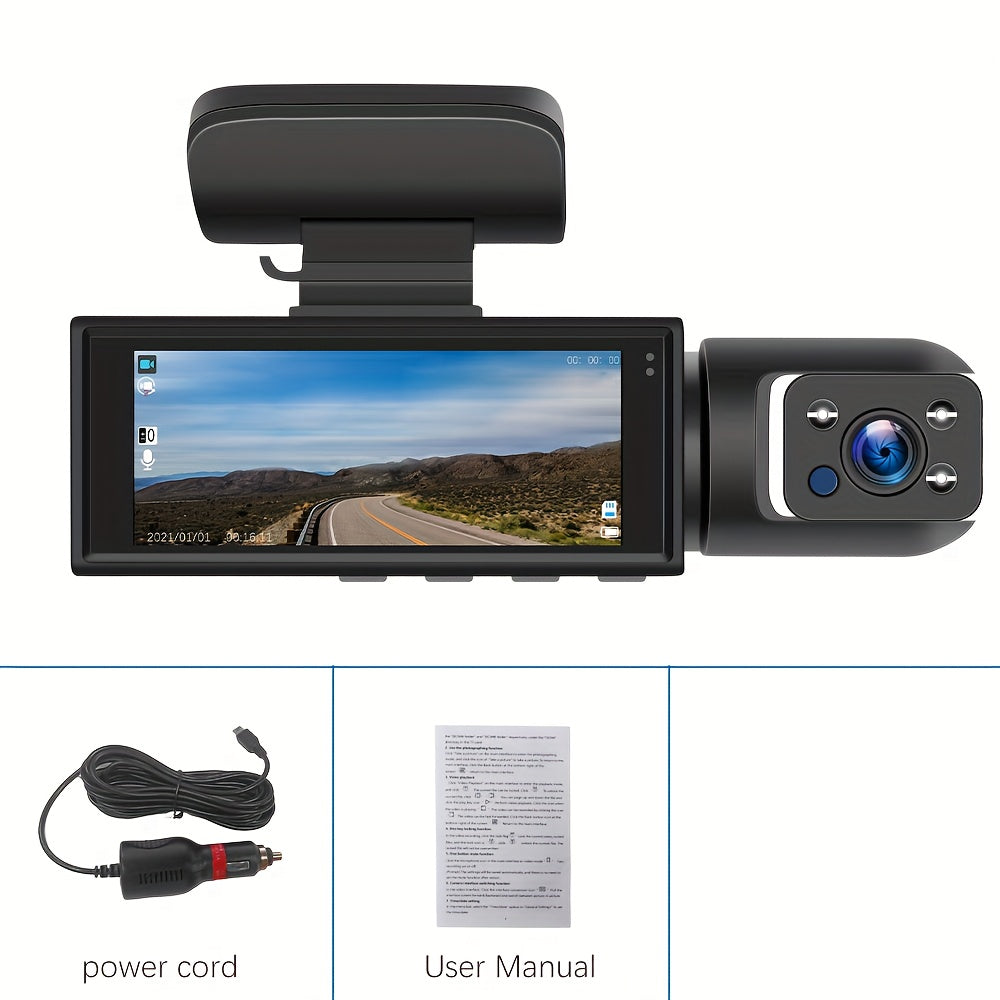 Podofo 1080P Dual Camera, Dash Cam For Cars, Front And Inside, Car Camera With IR Night Vision, Loop Recording, Wide Angle Car DVR Camera With 3.16 Inch IPS Screen, Dual Lens Car Dashboard Video Cam