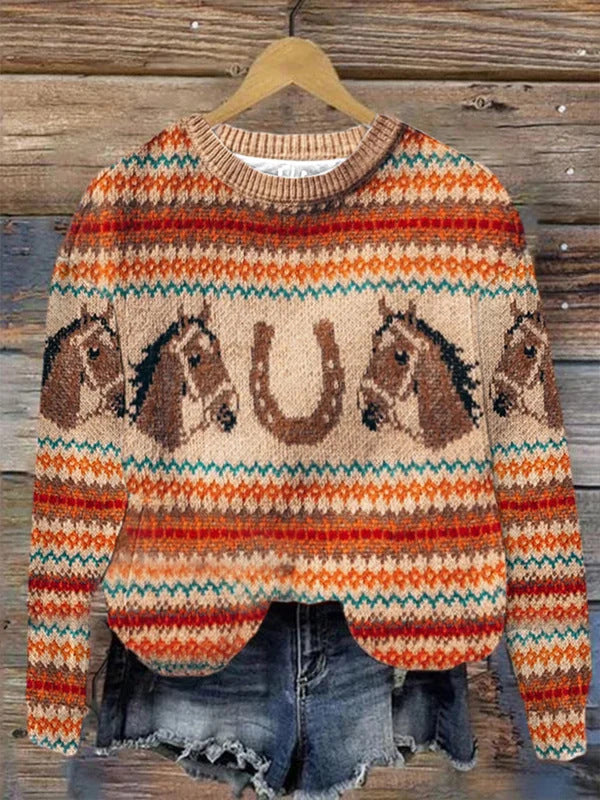 Women's Festive Christmas Graphic Round-Neck Sweatshirt
