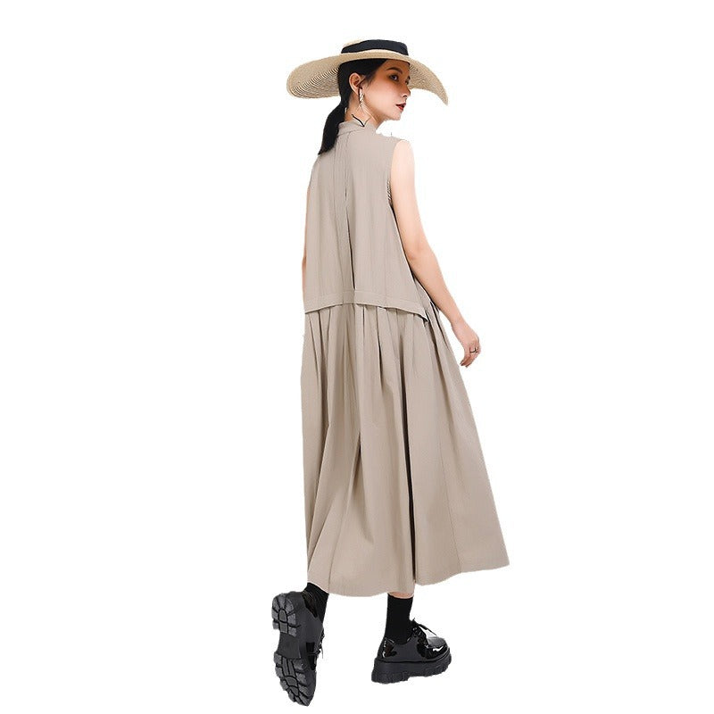 Womens Niche-design Faux Two-piece Figure-flattering Height-enhancing Dress