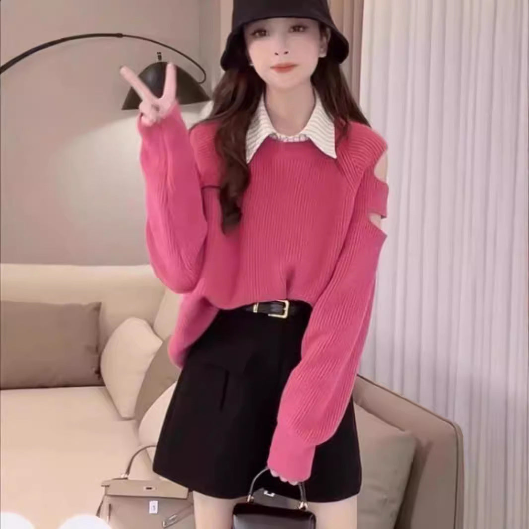 Solid Color Age-reducing Versatile Loose Sweater