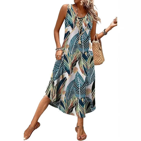 Sleeveless Midi Dress Summer Casual