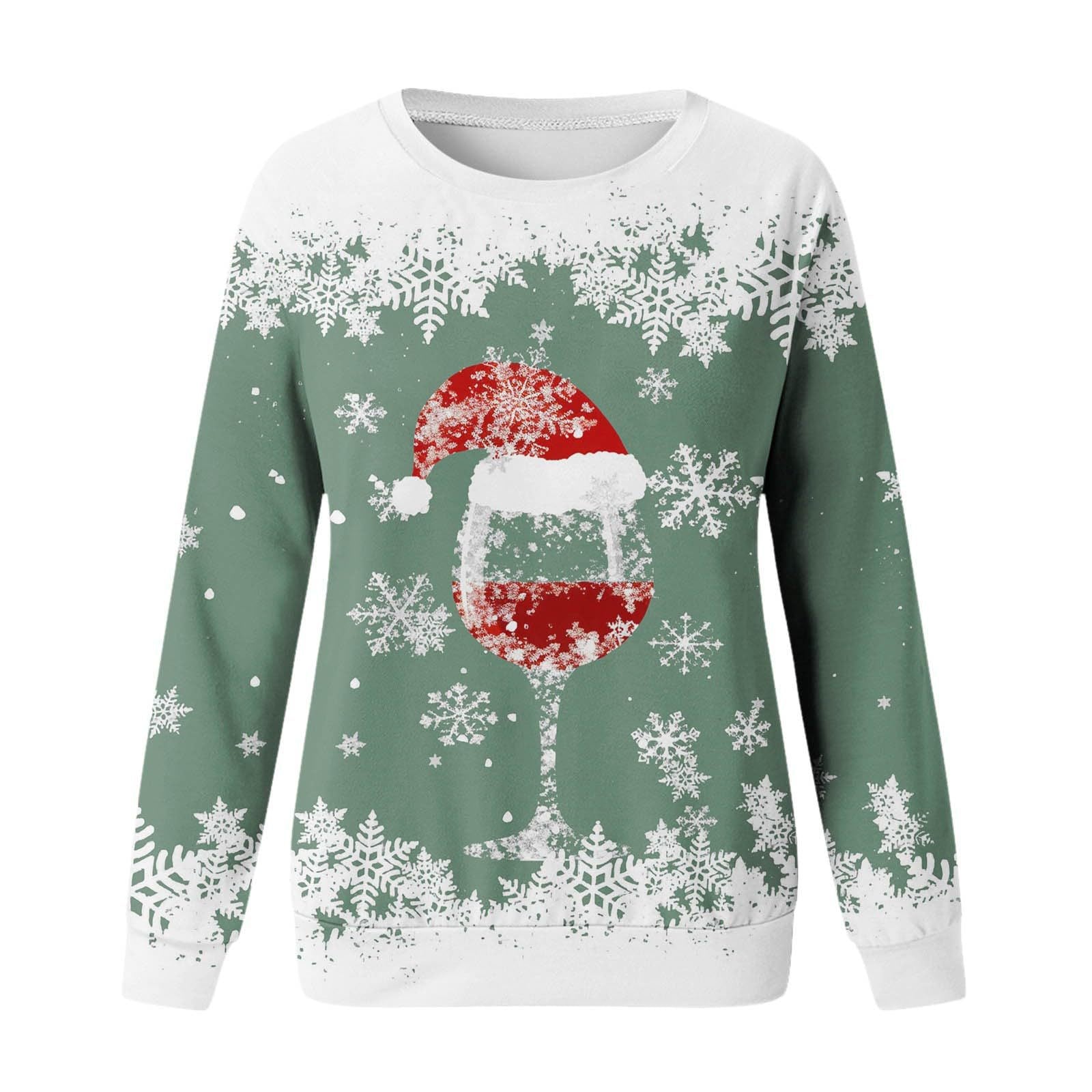 Festive 3D Print Christmas Women's Casual Crewneck Sweater