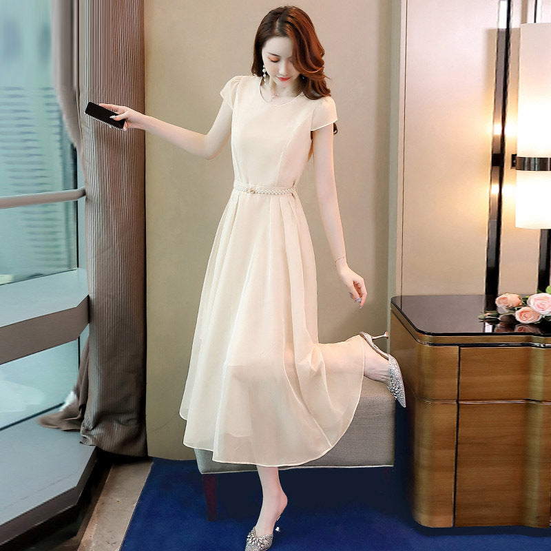 Womens Elegant French-style Chiffon Dress