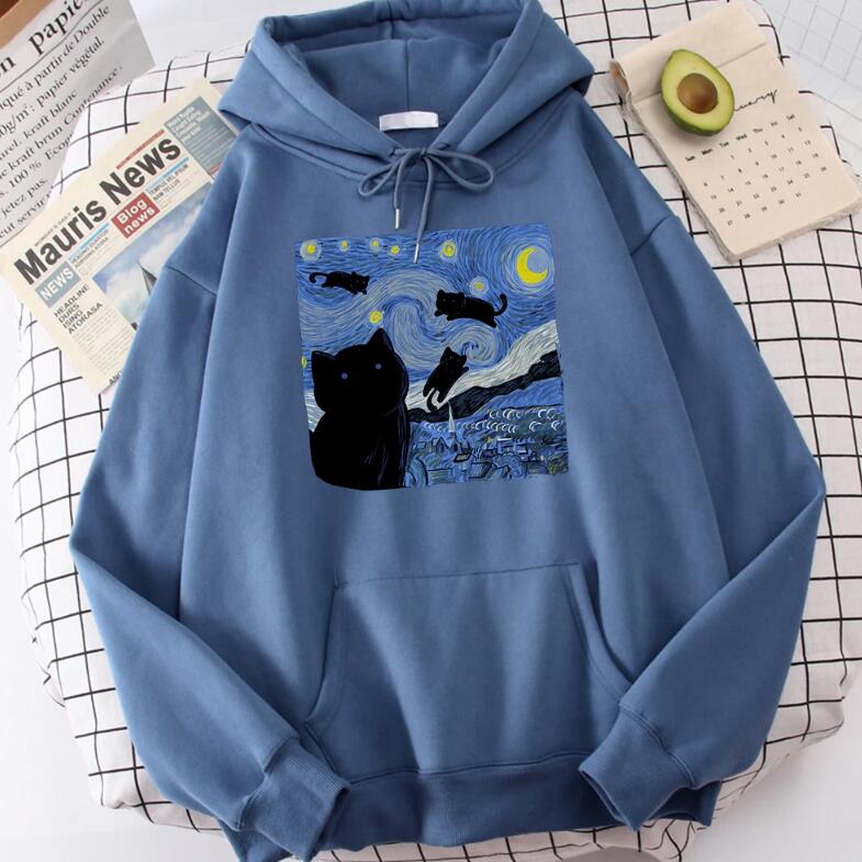 Cute Cartoon Print Fleece Hoodie Casual Sweatshirt