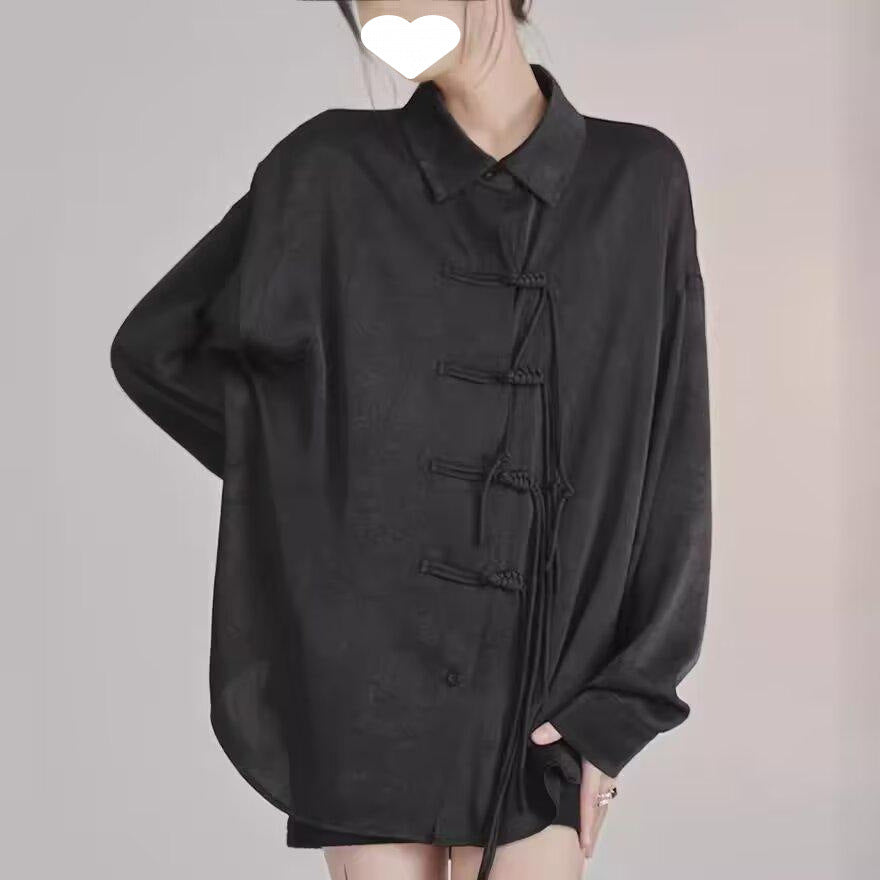 Chinese Lapel Chinese Knot Button Shirt Teenagers