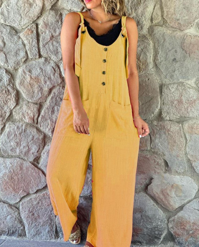 Fashion Casual Button Suspender Pants For Women