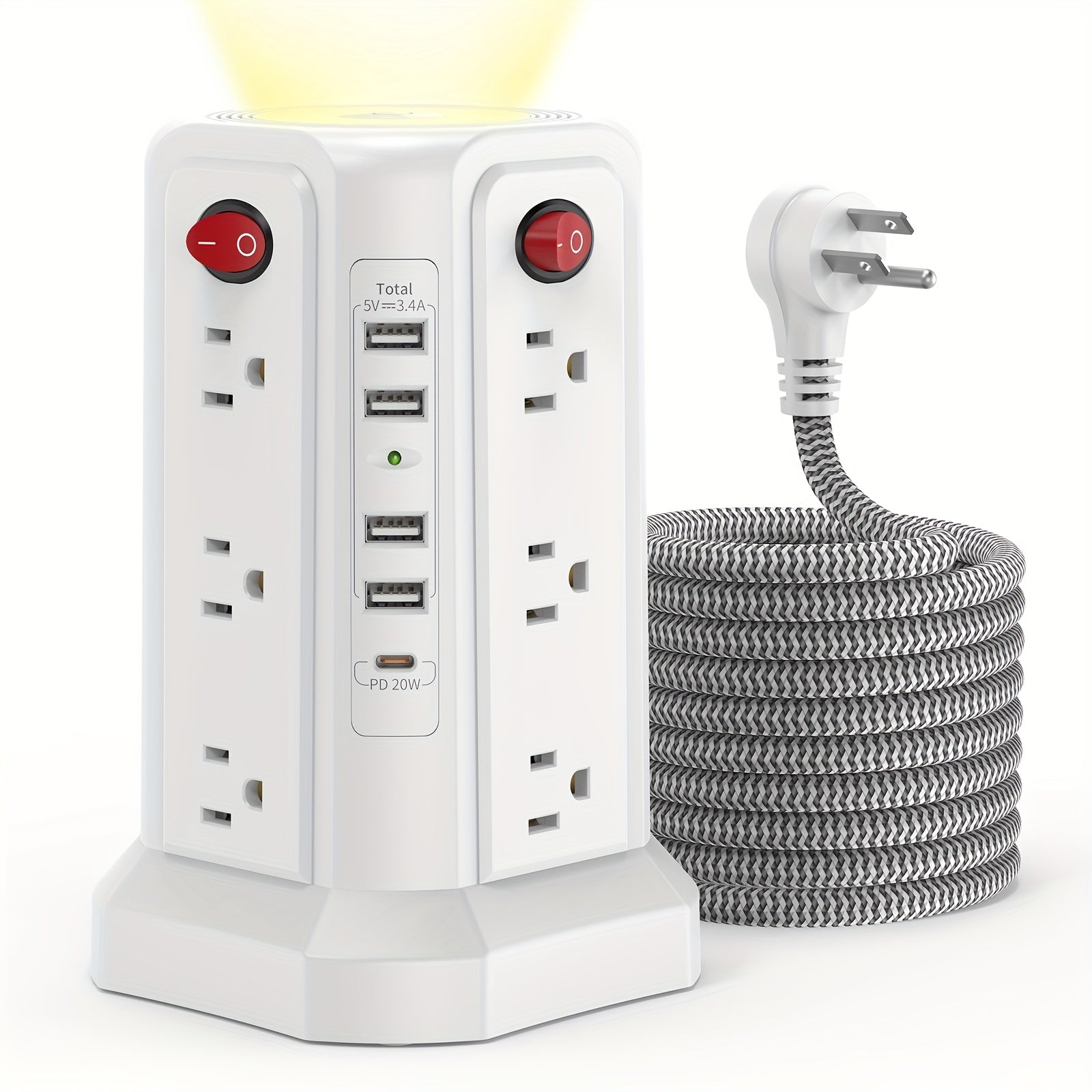 New Product: Flat Plug with USB/USB-C Ports, 8/12/16 AC Socket Power Board, Power Board with Multiple USB Charging Ports And Surge Protection, Extension Cord Desktop Power Board