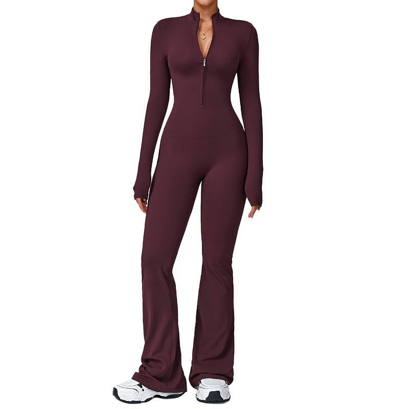 Men's Striped Fitness Zip-Up Yoga Jumpsuit