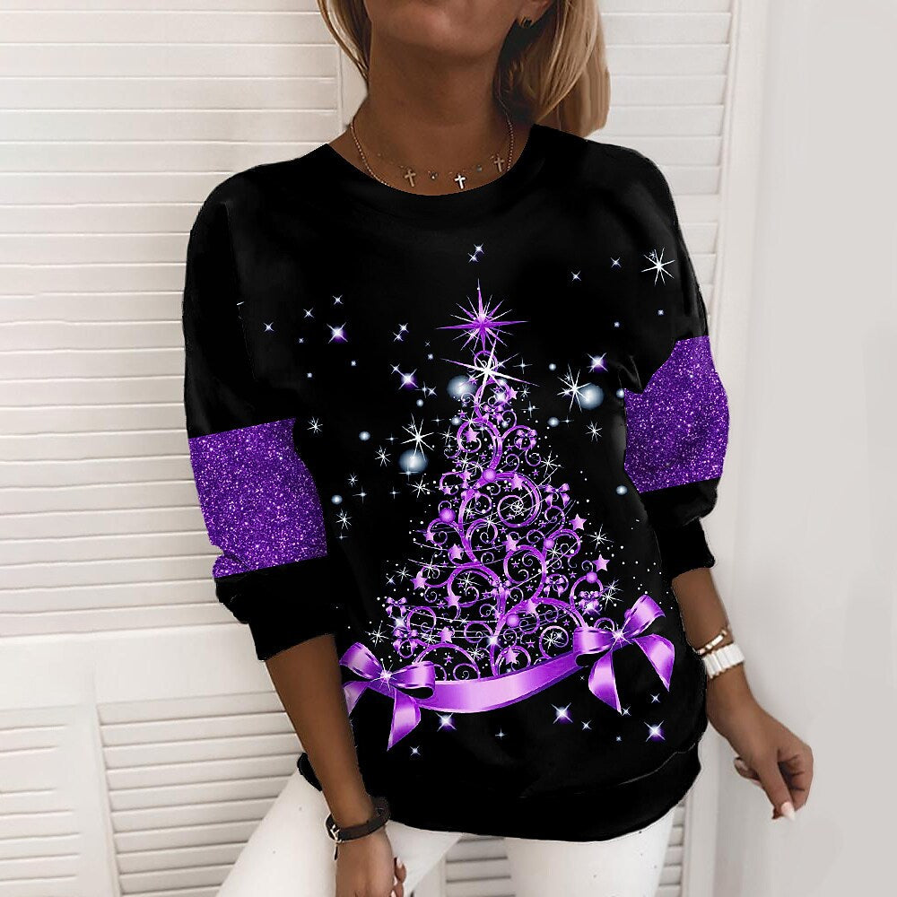 Women's Festive 3D Print Christmas Pullover Sweatshirt