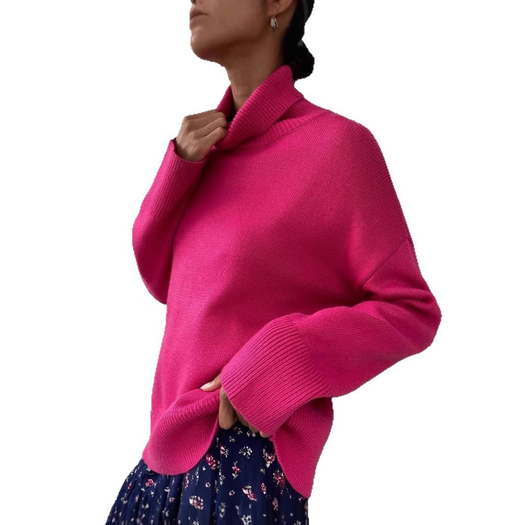 Autumn and Winter European and American Loose Basic Style Solid Color Pullover