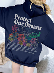Protect Our Oceans Women's Loose Graphic Hoodie