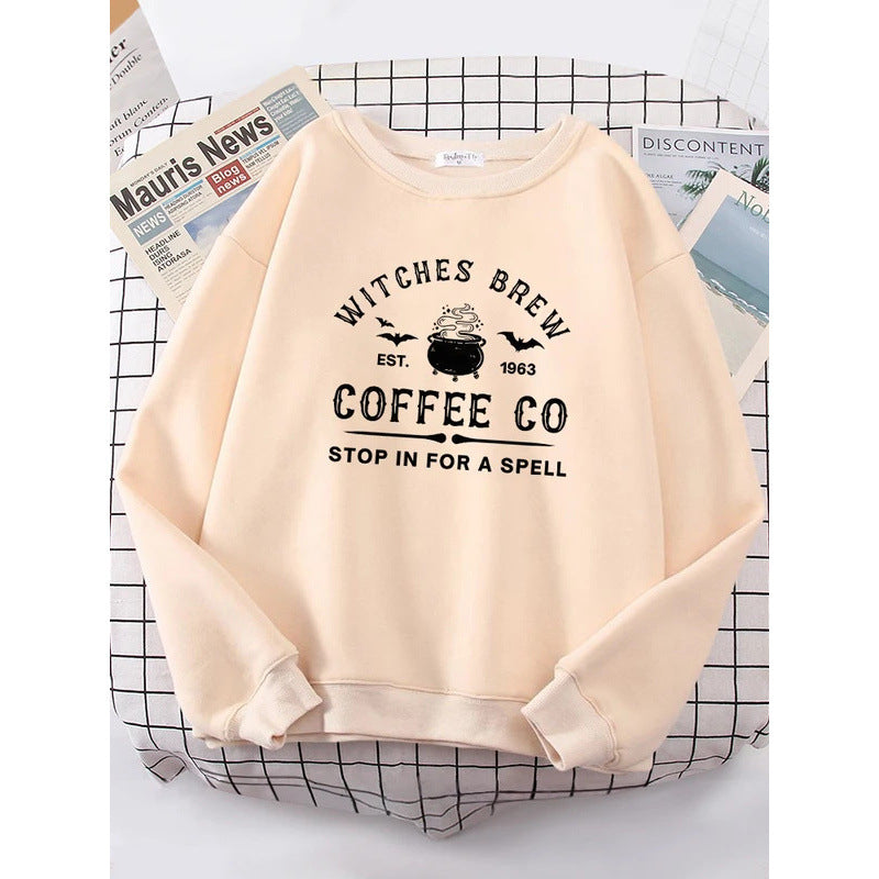 Witches Make Coffee Cute Letter Print Hip Hop Hoodie