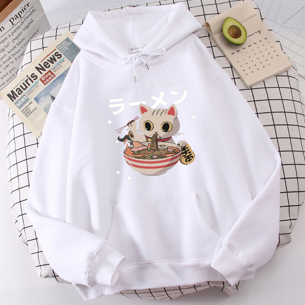Cute Cat Print Women's Pullover Retro Sweatshirt