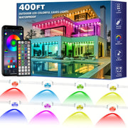 400ft Permanent Outdoor Christmas Lights with App/Remote Control Waterproof Smart LED Eave Lights with Music Synchronization for Christmas Decorations And Tree Decorations, Everyday Lighting, Garden L