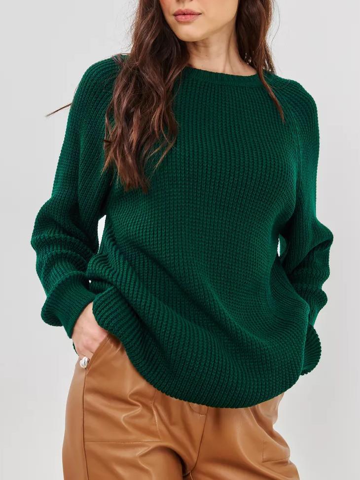 Solid-color Thick-knit Top Womens Sweater