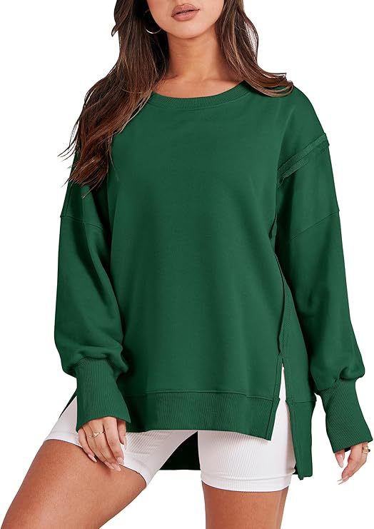 Frayed Hem Split Patchwork Long Sleeve Sweater