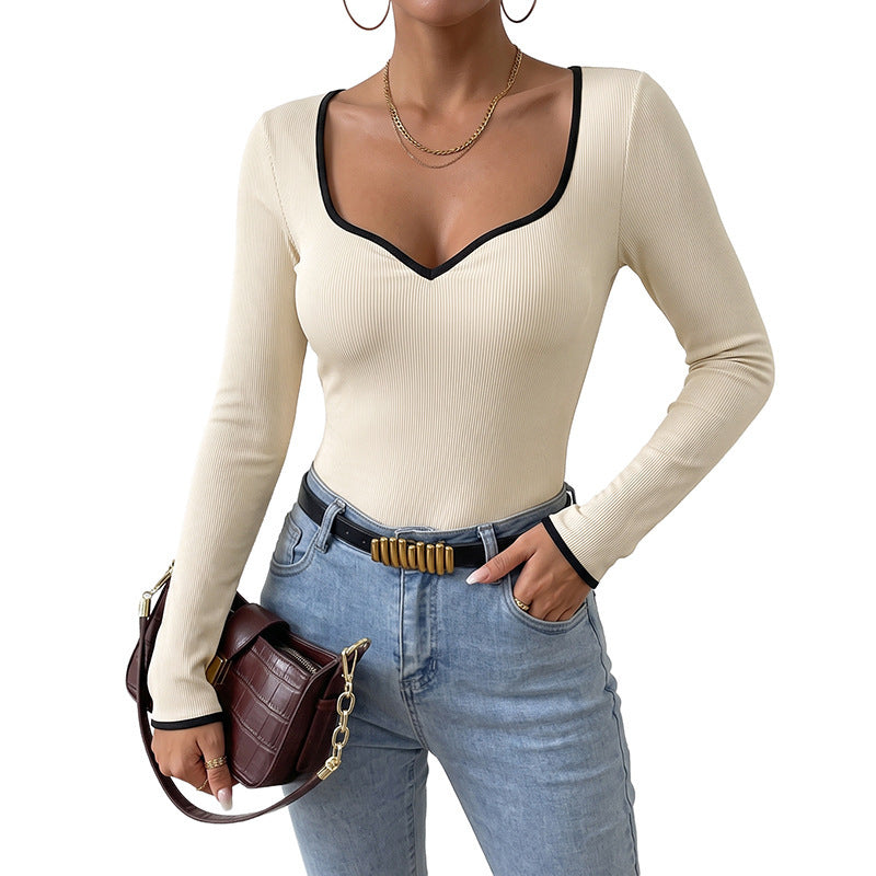 Casual Ribbed Knit Long-Sleeve Jumpsuit