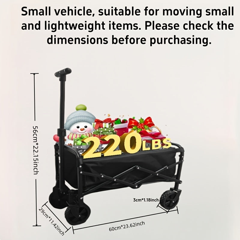 Heavy Duty Folding Utility Cart, All‑Terrain, 220 lb / 450 lb / 680 lb Capacity, Black