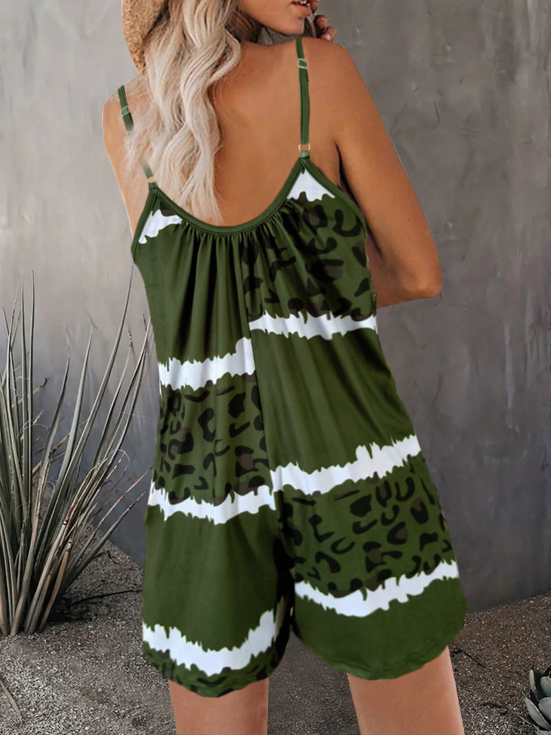 Women's Bold Leopard Print Sleeveless Romper Jumpsuit