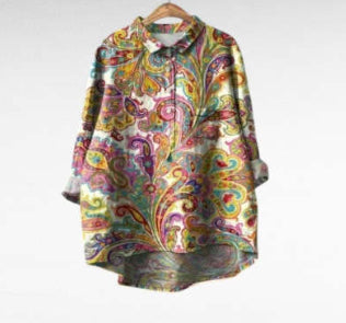 New Loose Print Crew Neck Casual Plus Size Women's T-shirt