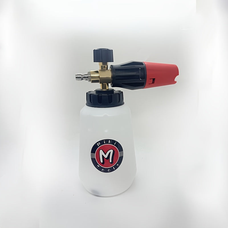 Heavy Duty 1L Snow Foam Cannon with Wide Neck and Adjustable Thick Foam, 1/4" Quick Connector